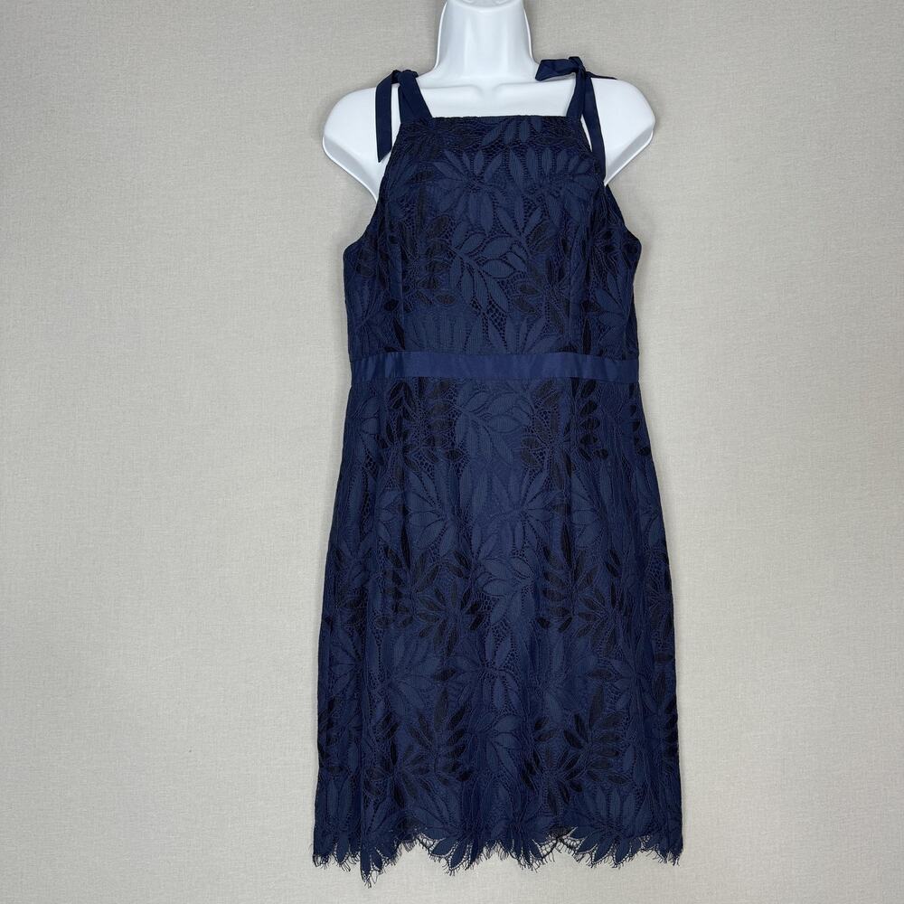 Lilly Pulitzer Kayleigh Shift Dress Womens 6 Navy Fern Gallery Lace Cocktail